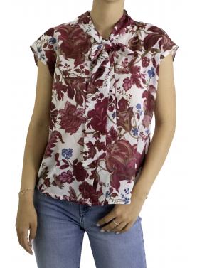 Camicia fantasia mezza manica con fiocco  Fiore